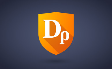 Long shadow shield icon with a drachma currency sign