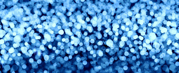 Abstract blue bokeh background of christmas light. 