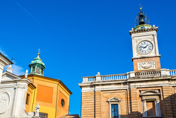Fototapeta na wymiar Clock tower on Piazza del Popolo - Ravenna