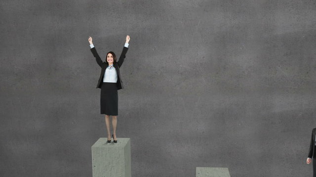 Composite video of businesswoman on podium