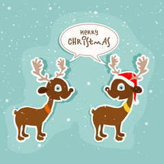 Cute Reindeer couple for Merry Christmas celebration.