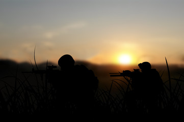 Fototapeta na wymiar Army soldiers on mission concept