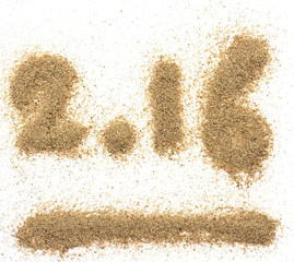2016 text for sand and  for new year concept background