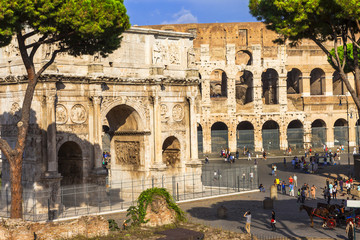 Naklejka premium Colosseo and arco di costantino, Rome