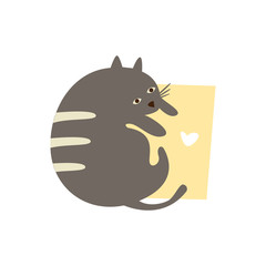 Cute cat with a sign for text