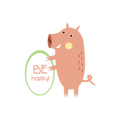 Cute piggy with a sign for text