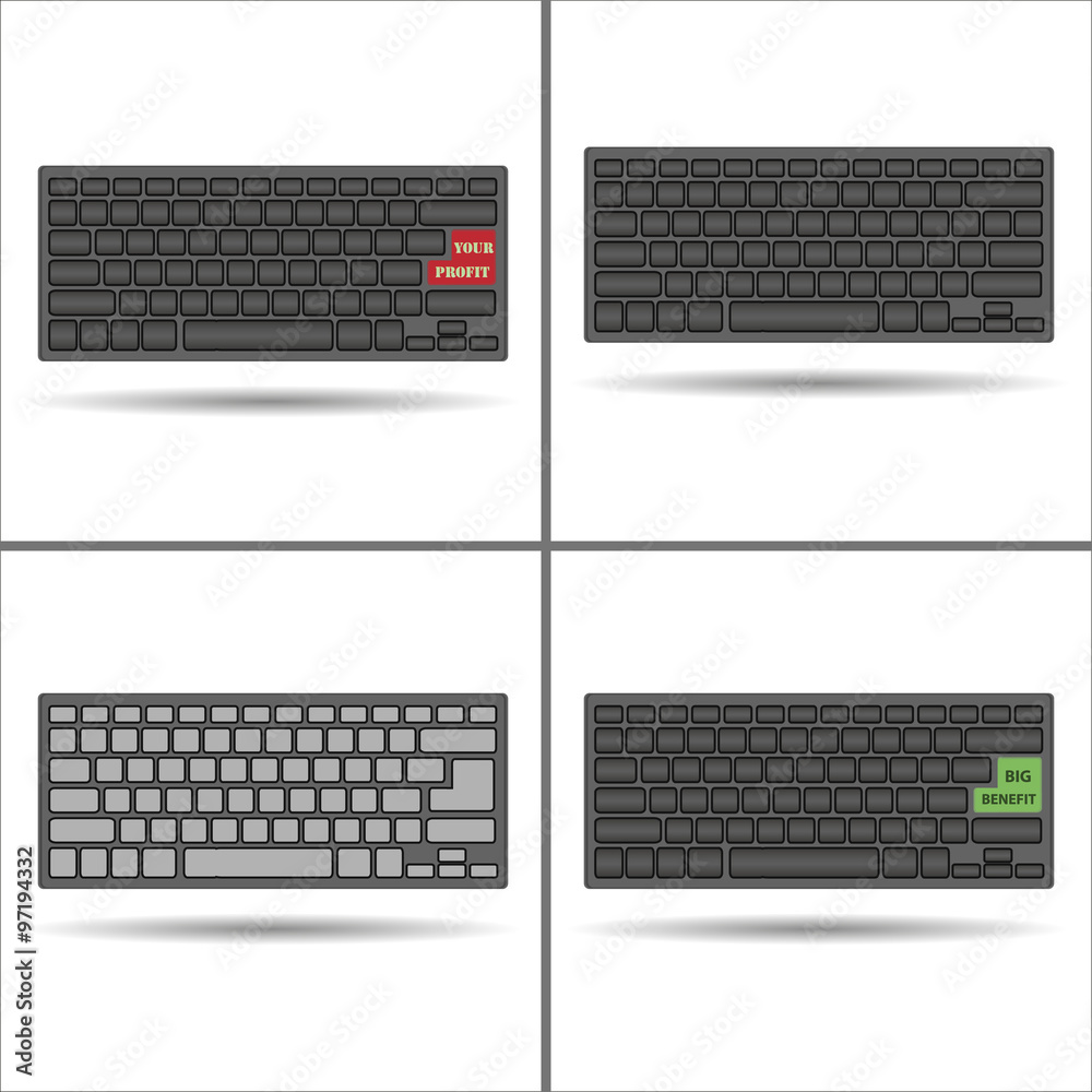 Fototapete set of keyboard with shadow