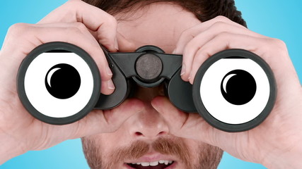 Man looking through binoculars  - Powered by Adobe