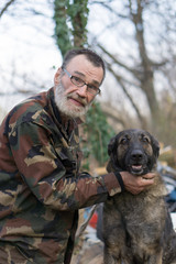 homeless man and her dog