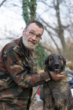 Homeless Man And Her Dog