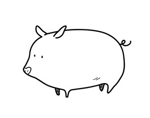Pig Doodle, a hand drawn vector doodle illustration of a pig.