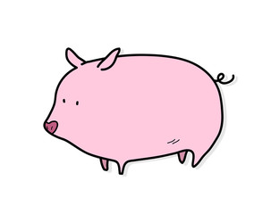Pig, a hand drawn vector illustration of a pig.