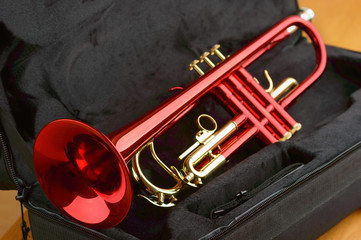 Fototapeta premium Red brass trumpet