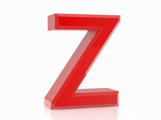 the red letter Z on white background 3d rendering