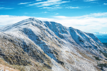 White peaks of mountains in snow