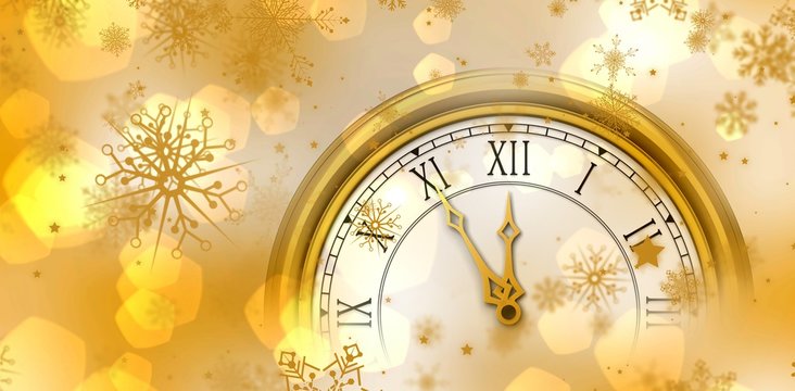 Composite image of gold clock