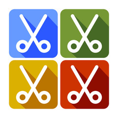 Simple Scissor Haircut Square Icon Template