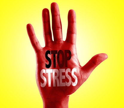 Stop Stress written on hand isolated on white background