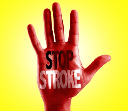 Stop Stroke written on hand isolated on white background