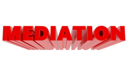 3D MEDIATION word on white background