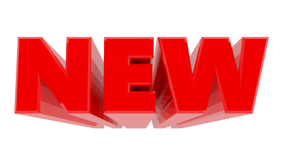 3D NEW word on white background