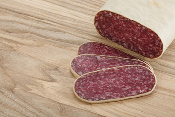  Sliced meat sausage salami