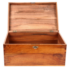 Open vintage old wooden box