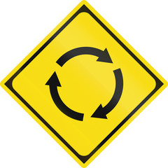 Japanese road warning sign roundabout or traffic circle