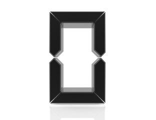 Digital black number 0 on white background 3d rendering