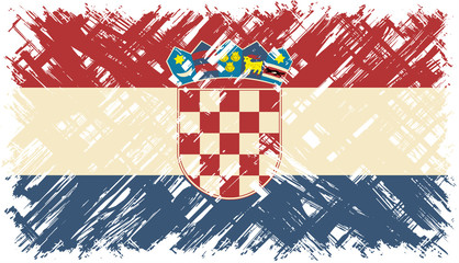 Naklejka premium Croatian grunge flag. Vector illustration.