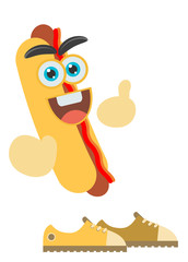 a vector cartoon representing a funny hot dog