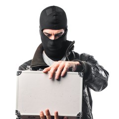 Robber holding a briefcase