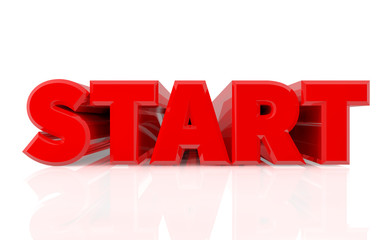 3D START word on white background 3d rendering