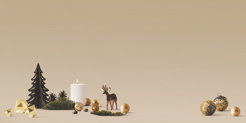 Christmas decoration - gold scene - banner 