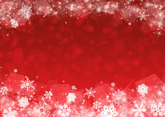 雪のキラキラ結晶背景　赤