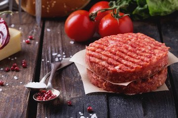 Home made burger cooking