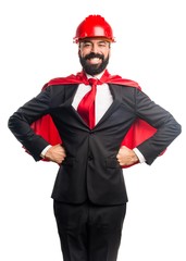 Worker super hero businessman