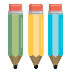 Three color pencil in a flat style