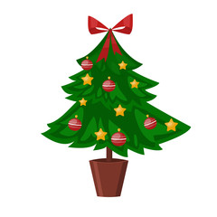 Christmas tree flat 3d isometric pixel art icon
