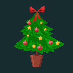 Christmas tree flat 3d isometric pixel art icon