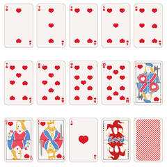 Vector Set of Heart Suit Playing Cards
