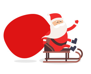 Cartoon Santa Claus gift sack delivery illustration