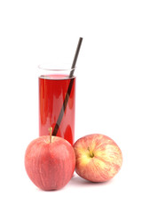 Apple juice on white background