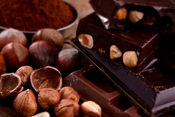 chocolate and ingredients - tilt shift effect photo