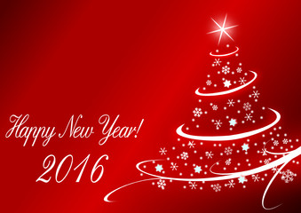 2016 new years vector illustration with christmas tree 
