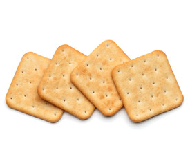 Dry cracker cookies isolated on white background cutout