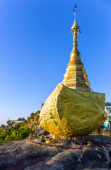 Myanmar, a little golden Stupa on the sacred Buddhist mountain of Kyaikhto