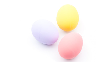 Color eggs on the white background