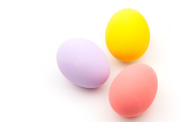 Color eggs on the white background