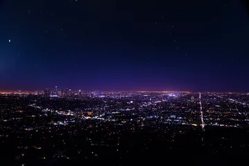 Crédence de cuisine en verre imprimé Los Angeles Belle vue sur le paysage urbain de Los Angeles la nuit